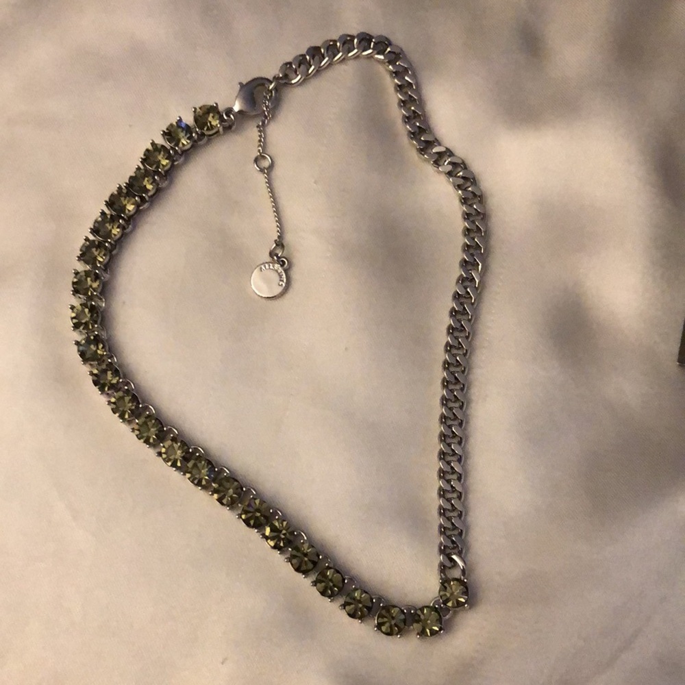 All Saints Mixed Silver Tone Curb Chain & Smoky Black Crystal Necklace NEW - Picture 9 of 13